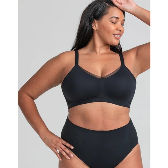 Honeylove Crossover WireFree Lace Bra Removable Pads Black size 1X - Picture 3 of 11